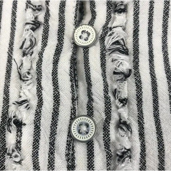 FREE PEOPLE One & Only Linen Blend Blouse Tunic Sz L Black White Boho Festival - Picture 8 of 11